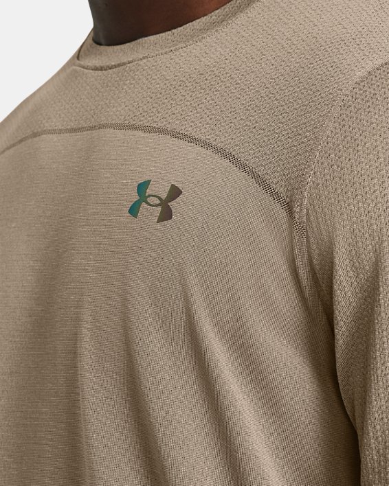Men's UA Vanish Elite Seamless Wordmark Short Sleeve in Brown image number 2